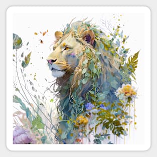 Lion Portrait Animal Painting Wildlife Outdoors Adventure Magnet